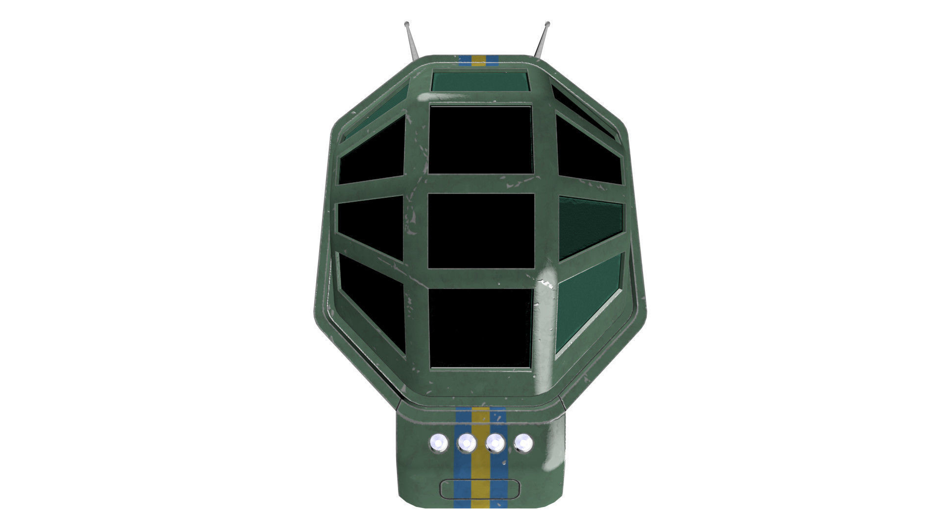 Spaceship Patriot Type 2 Green Low-poly 3D model_16
