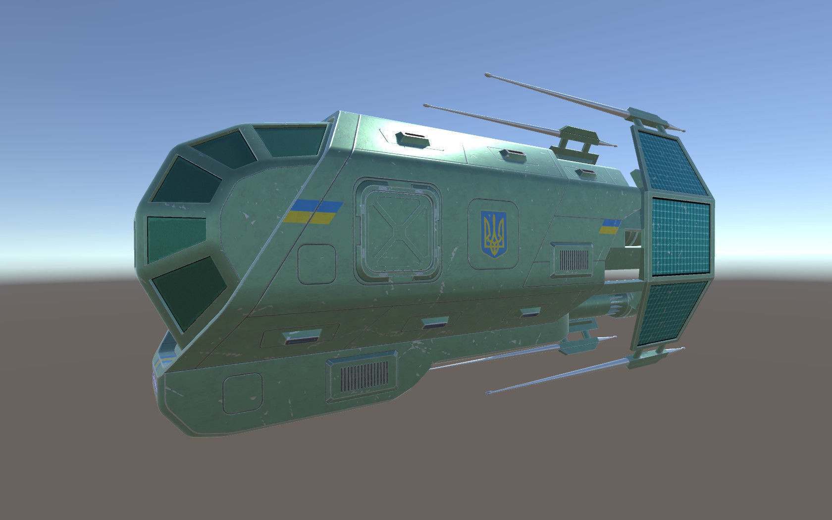 Spaceship Patriot Type 2 Green Low-poly 3D model_2