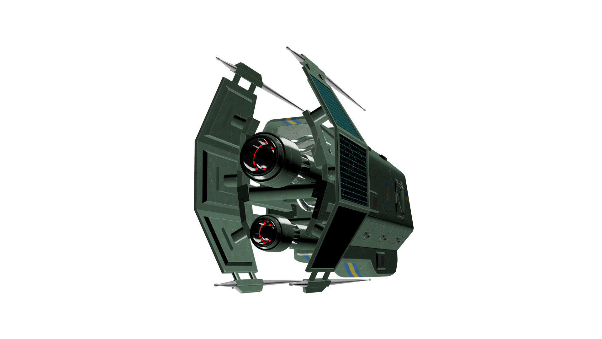 Spaceship Patriot Type 2 Green Low-poly 3D model_15