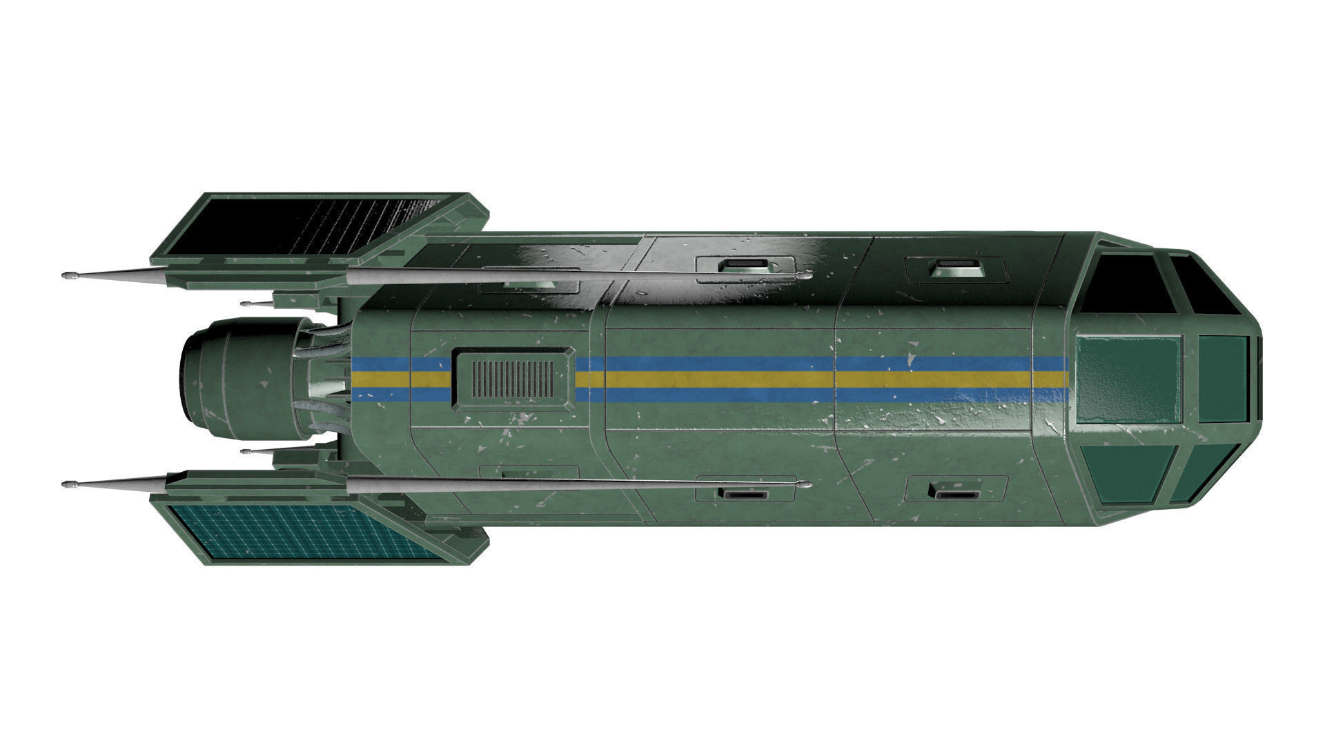 Spaceship Patriot Type 2 Green Low-poly 3D model_21