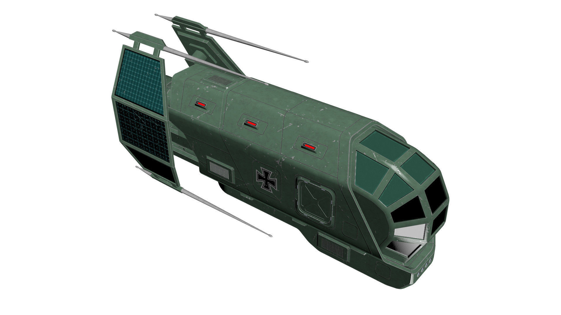 Spaceship Patriot Type 2 Green Low-poly 3D model_7