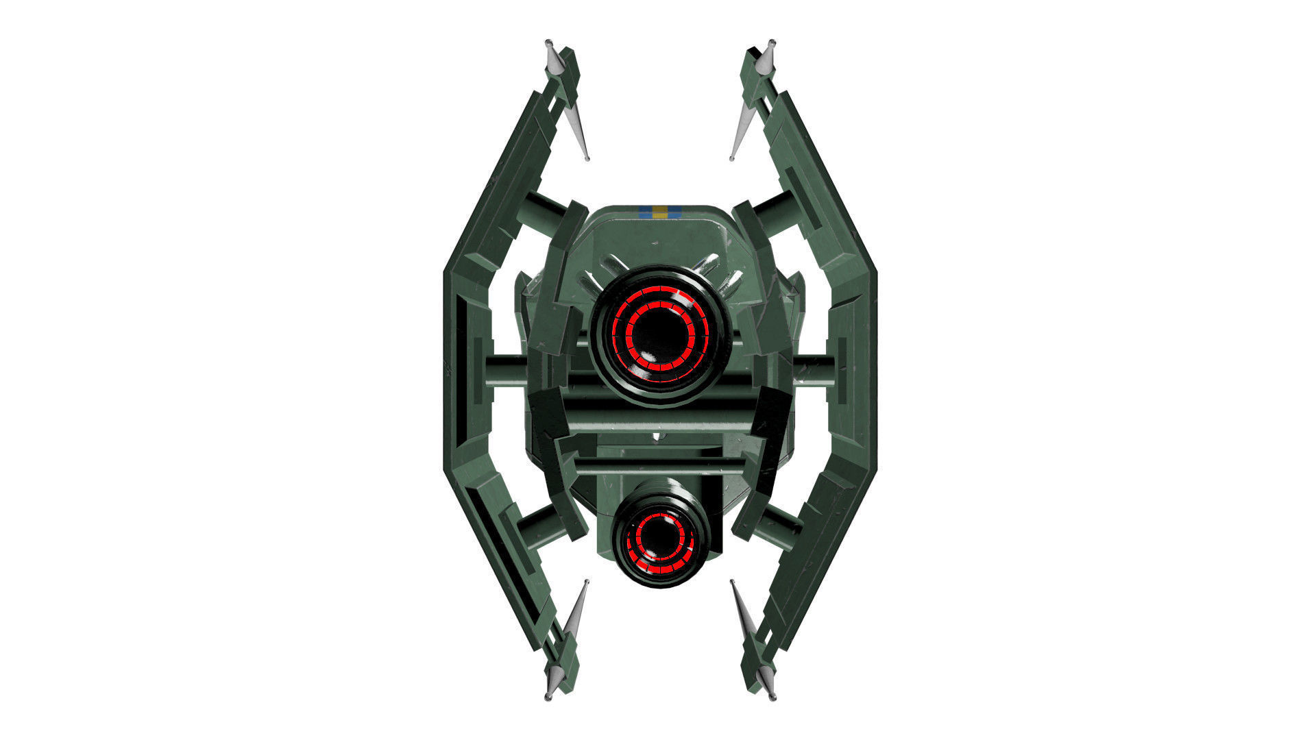 Spaceship Patriot Type 2 Green Low-poly 3D model_17