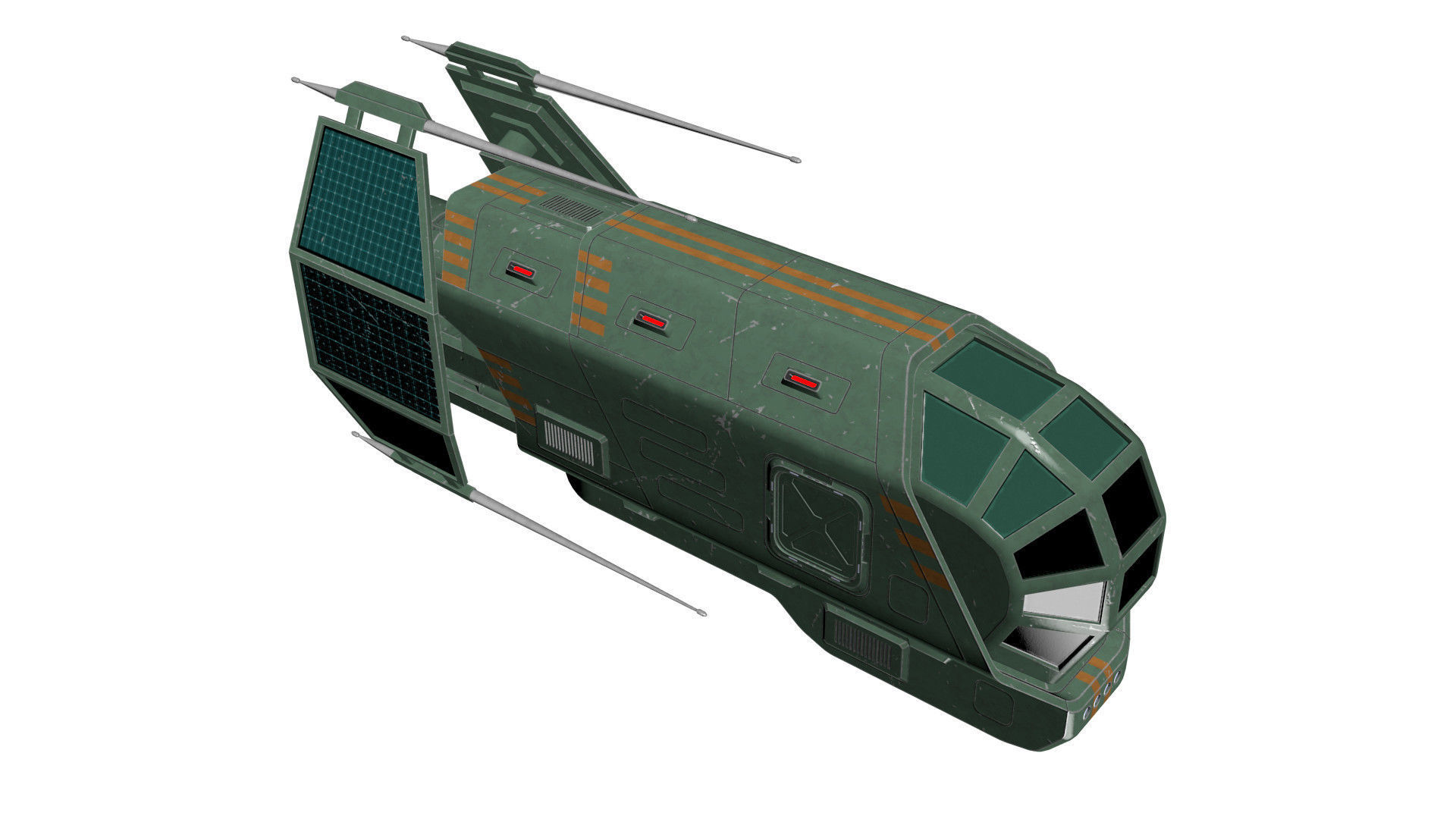 Spaceship Patriot Type 2 Green Low-poly 3D model_13