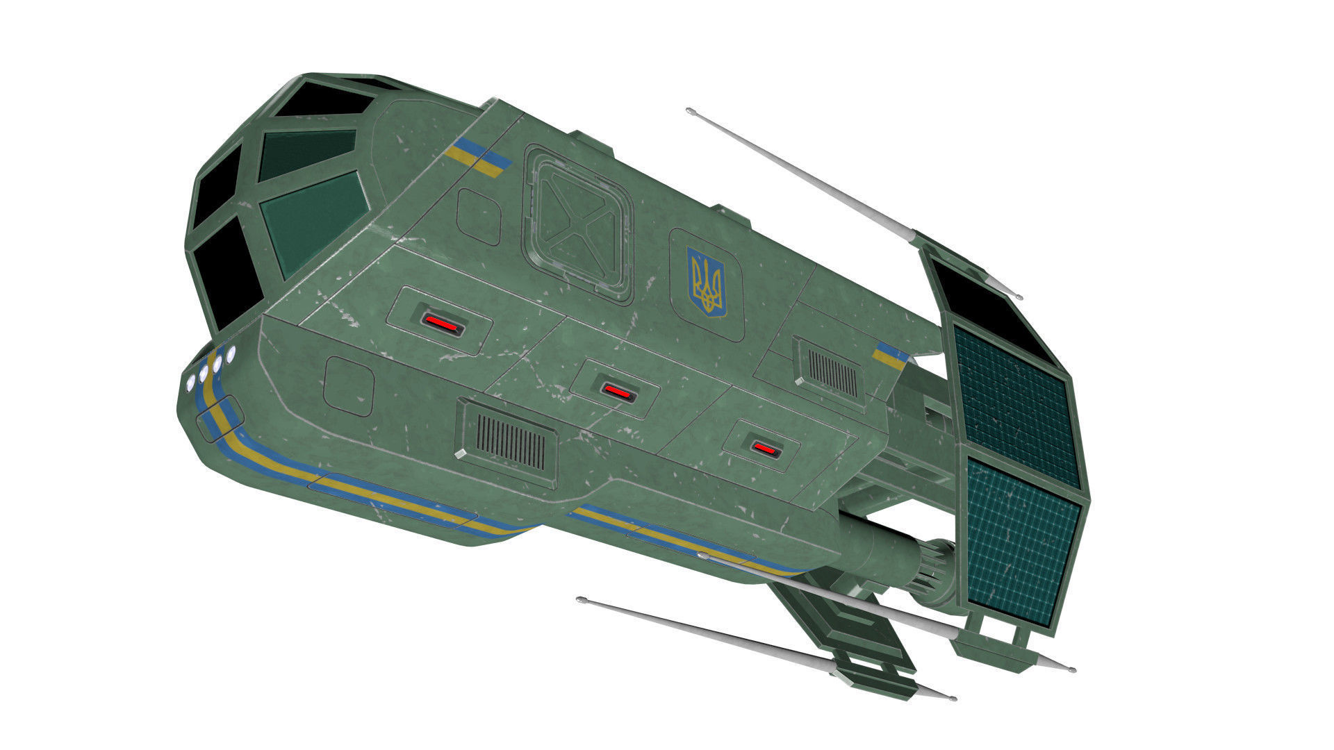 Spaceship Patriot Type 2 Green Low-poly 3D model_18
