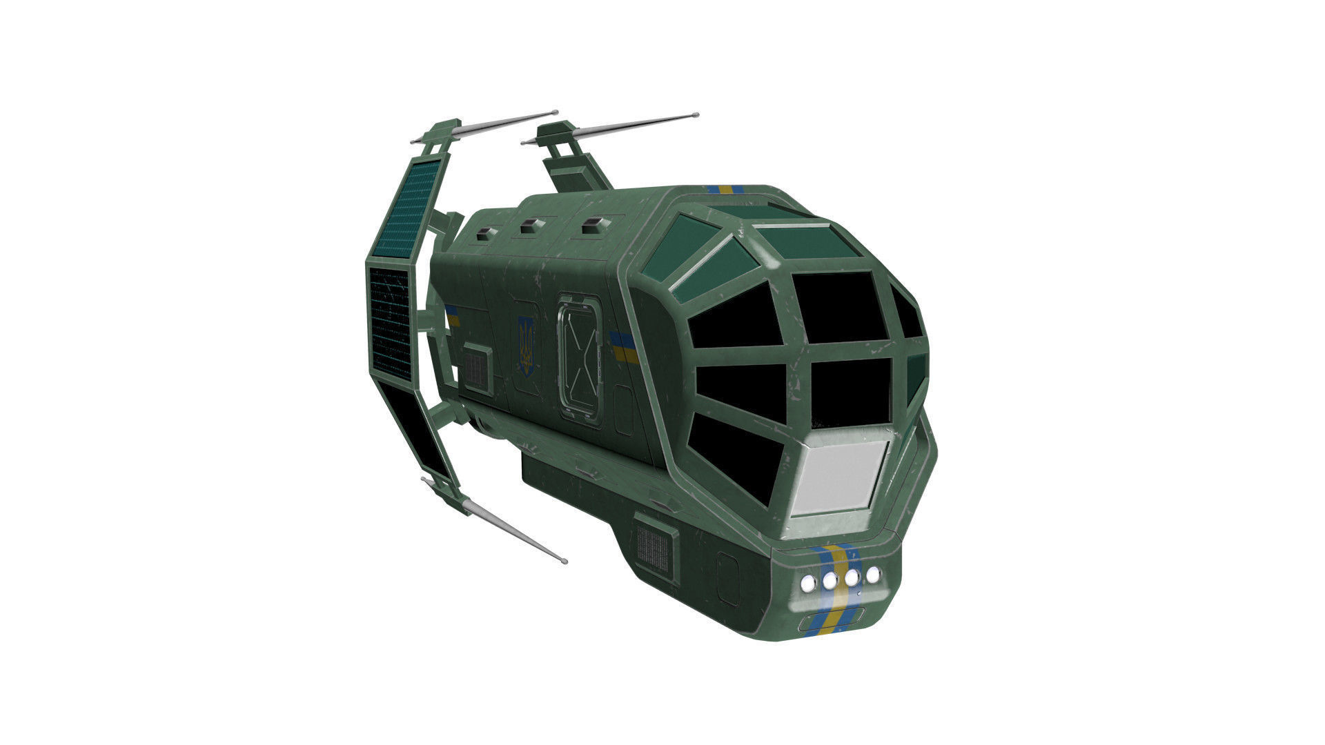 Spaceship Patriot Type 2 Green Low-poly 3D model_19