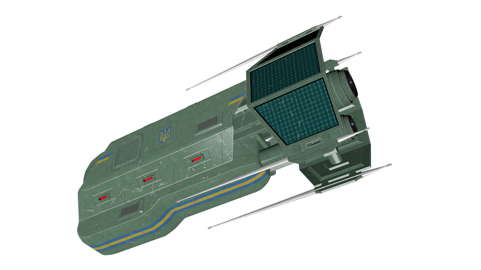 Spaceship Patriot Type 2 Green Low-poly 3D model_20
