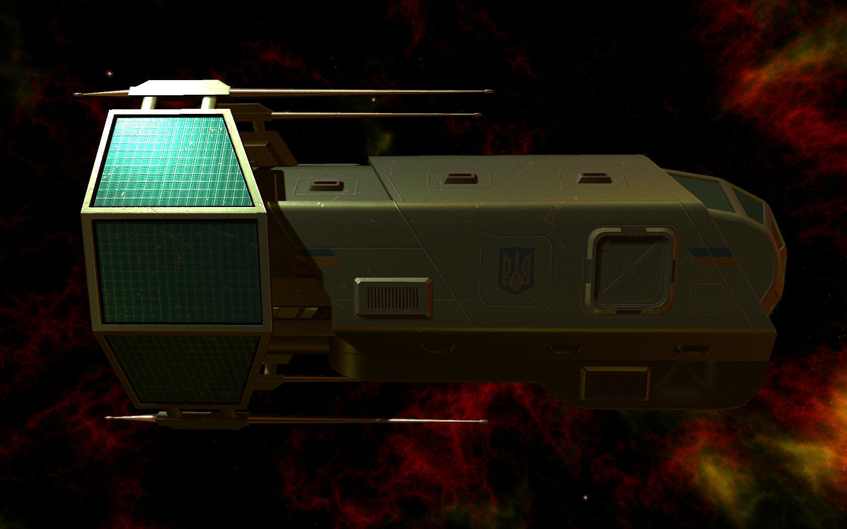 Spaceship Patriot Type 2 Green Low-poly 3D model_4