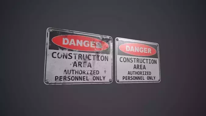 Plastic Danger Sign 5 PBR Game Ready Low-poly 3D model