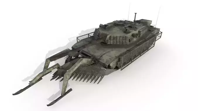 Tank Abrams MinePlow Extra Defense Desert USA Low-poly 3D model