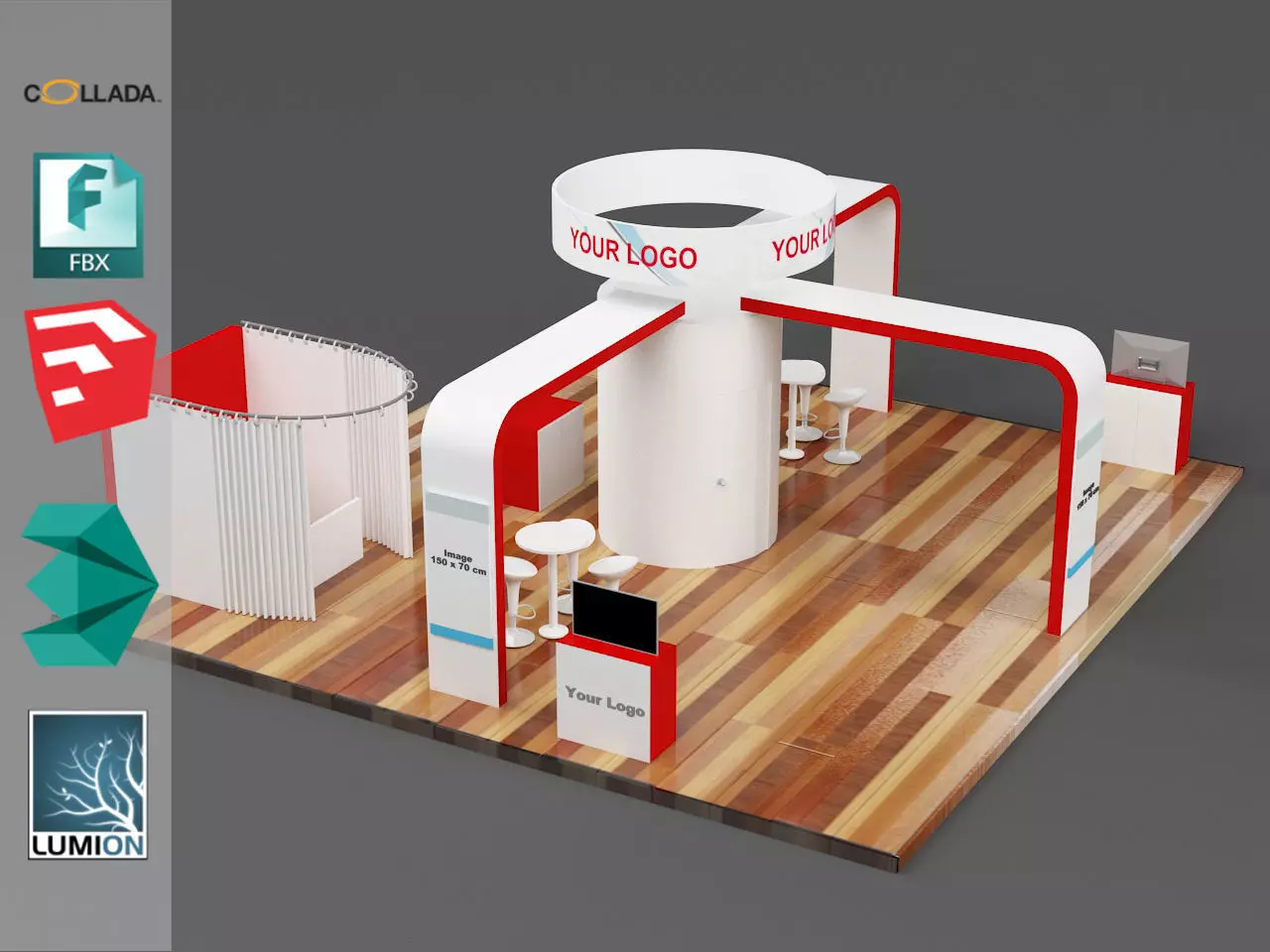 Stand3 trade show booth 3D model_0