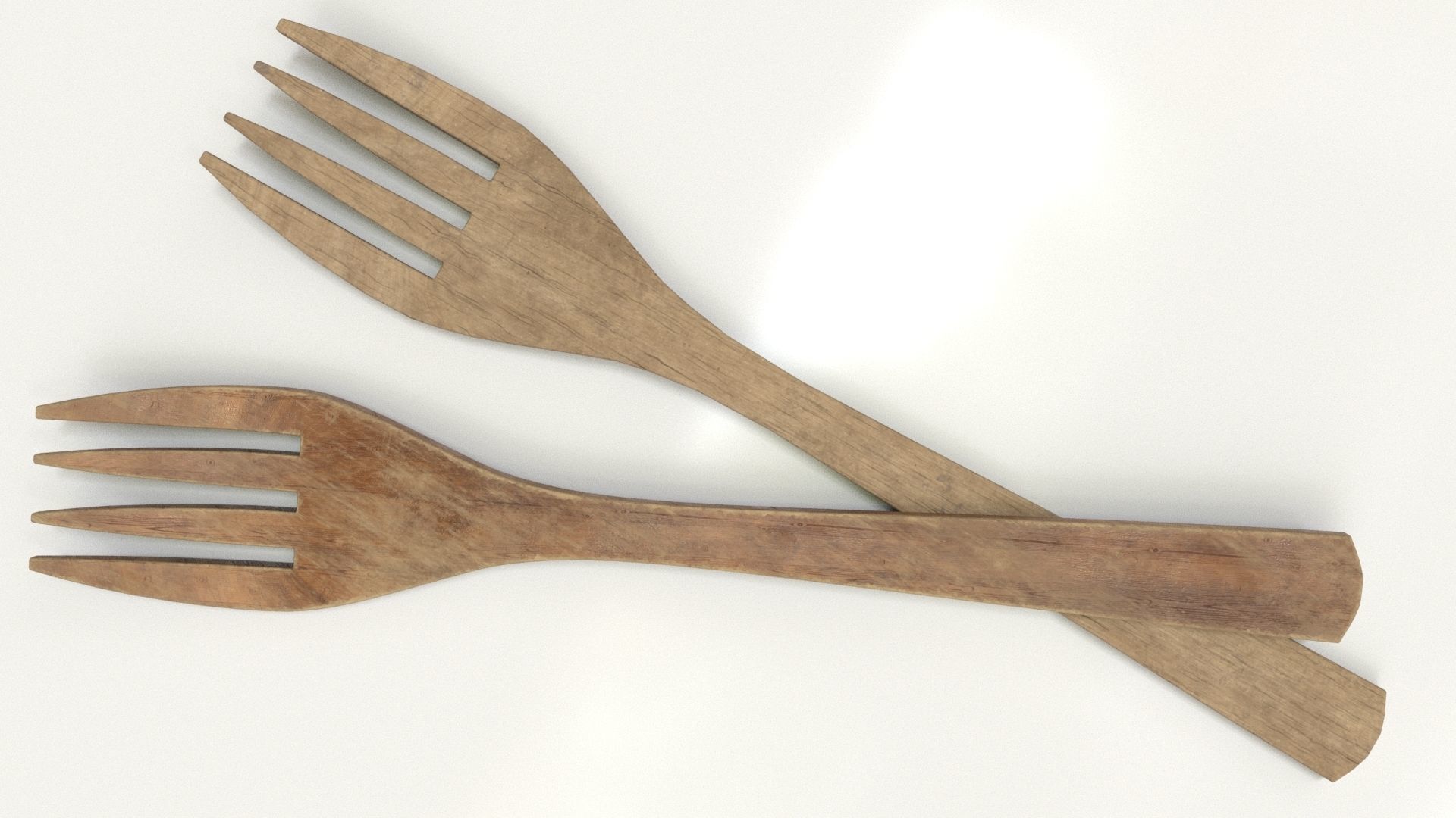 Wooden Fork Low-poly 3D model_8