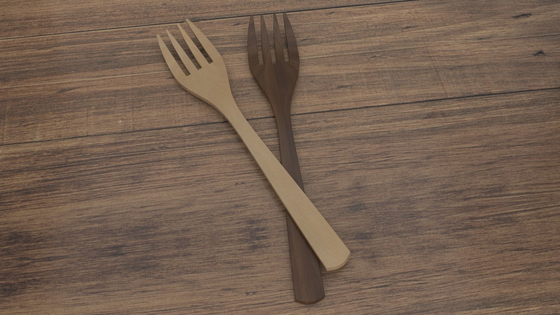 Wooden Fork Low-poly 3D model_21