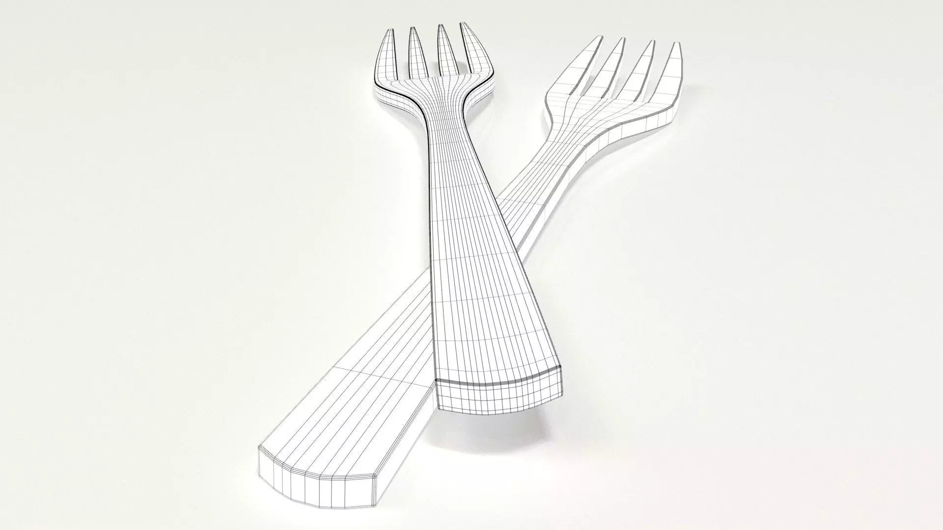 Wooden Fork Low-poly 3D model_4