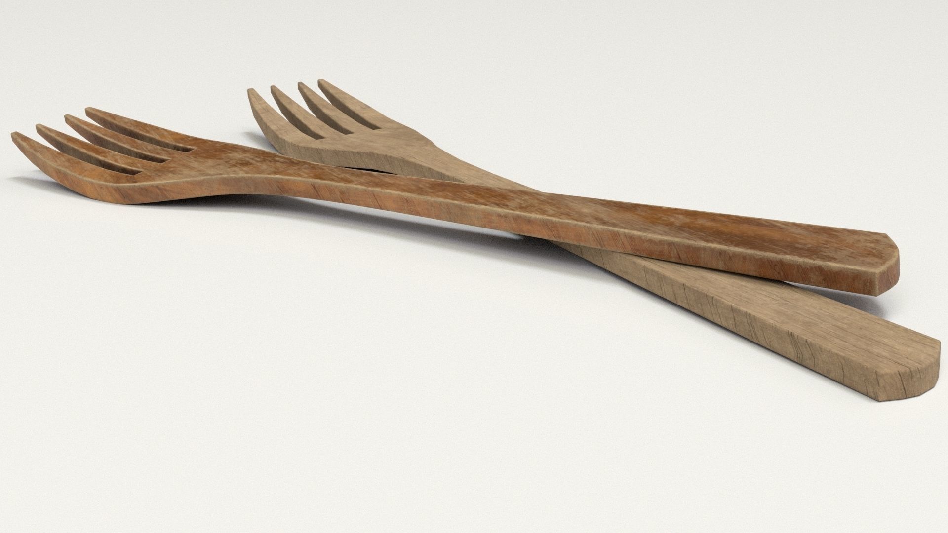 Wooden Fork Low-poly 3D model_11