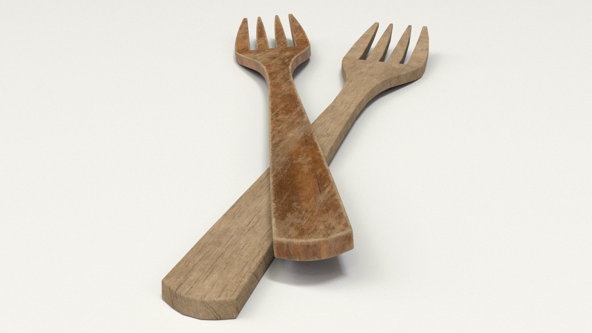 Wooden Fork Low-poly 3D model_14