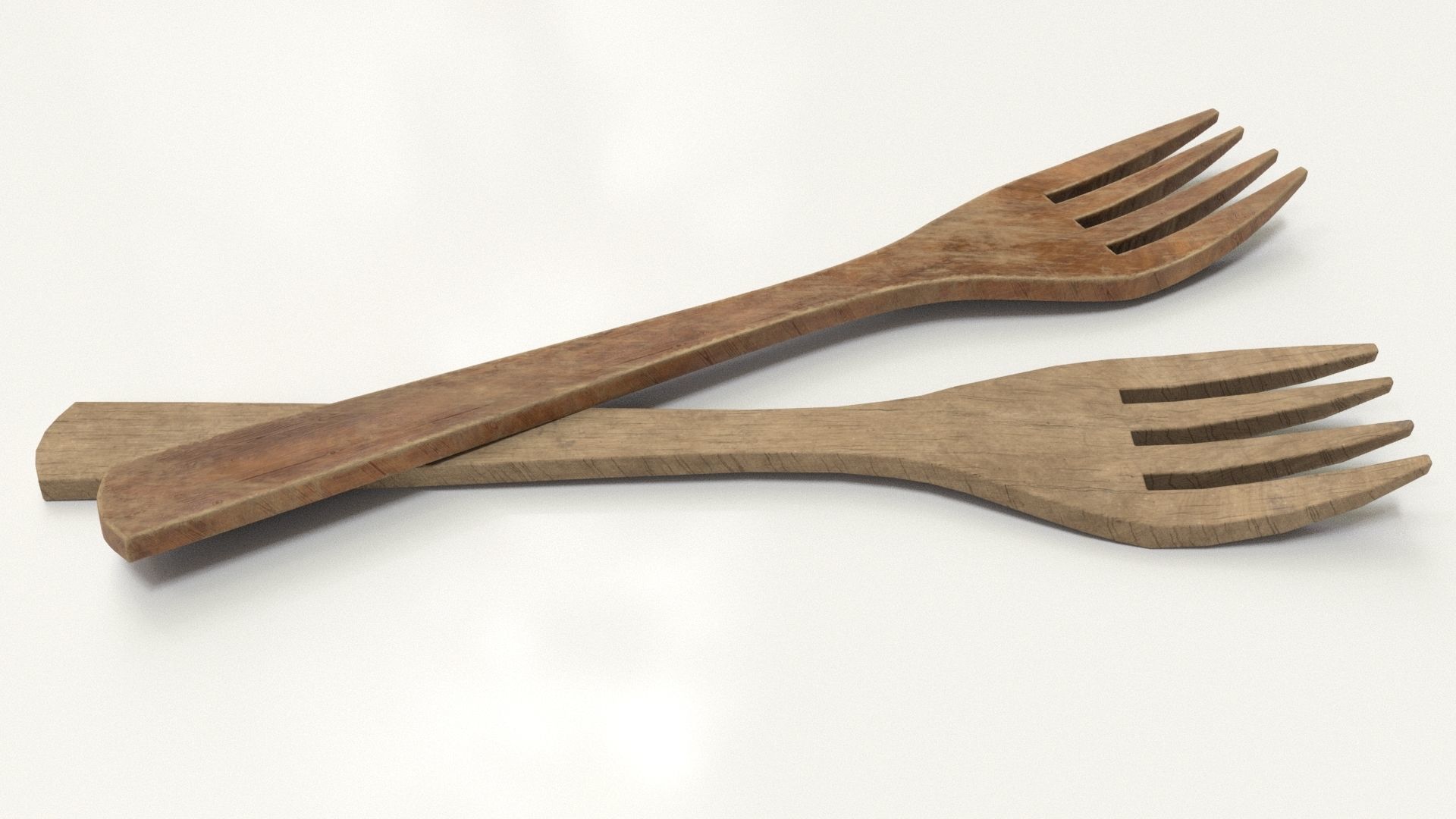 Wooden Fork Low-poly 3D model_19