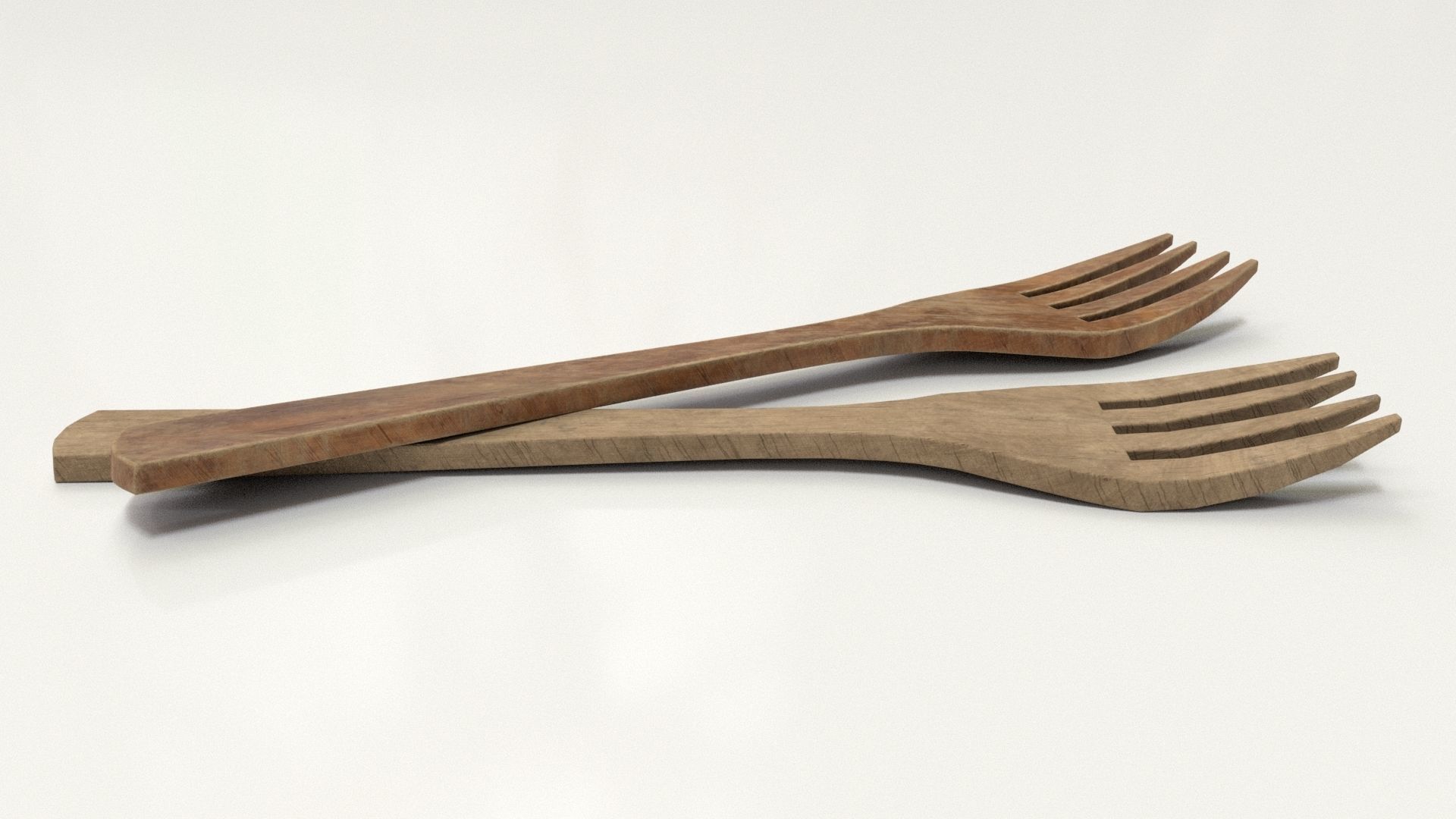 Wooden Fork Low-poly 3D model_13