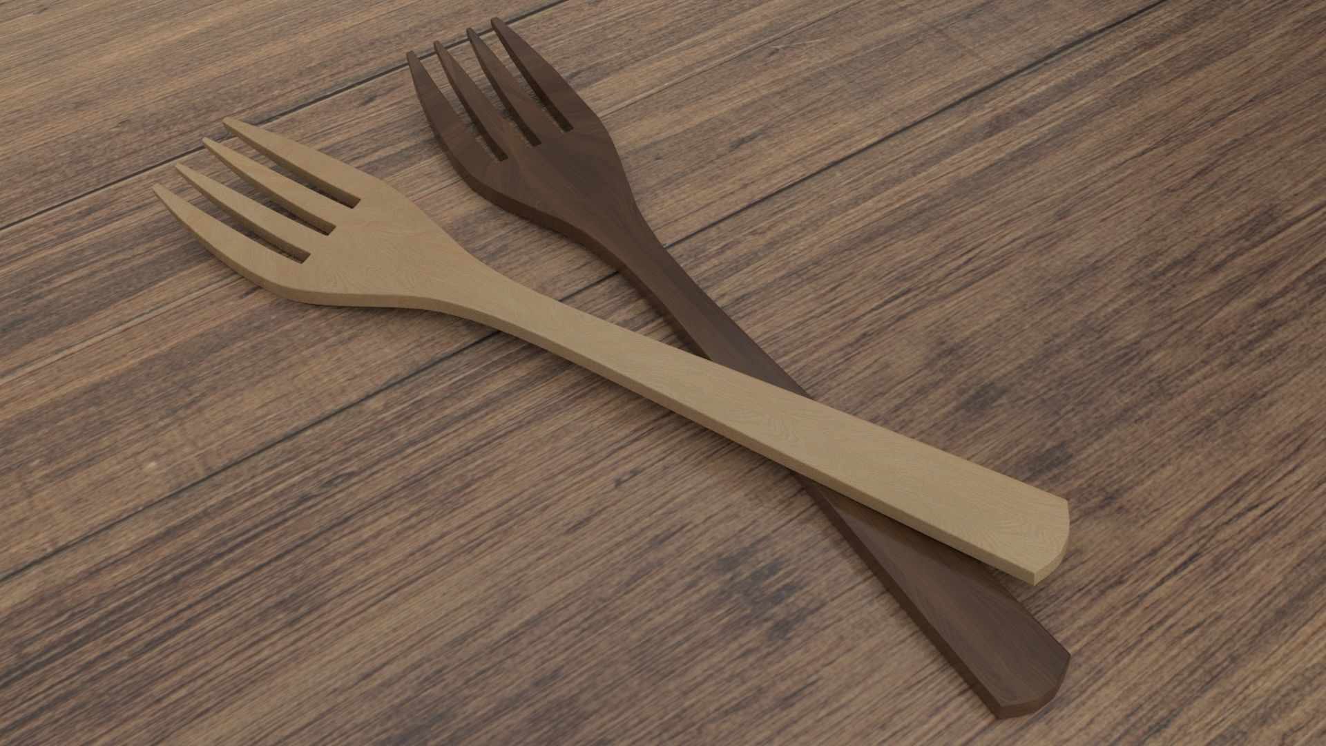 Wooden Fork Low-poly 3D model_22