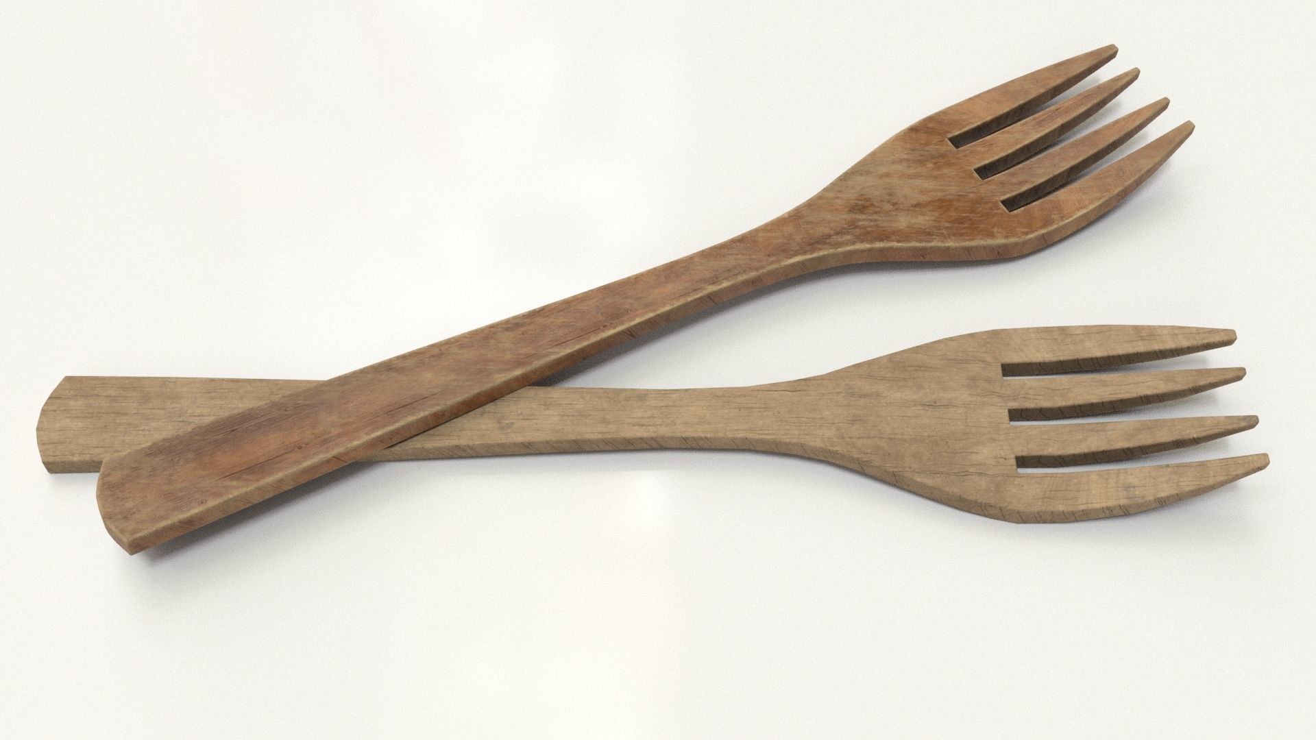 Wooden Fork Low-poly 3D model_17