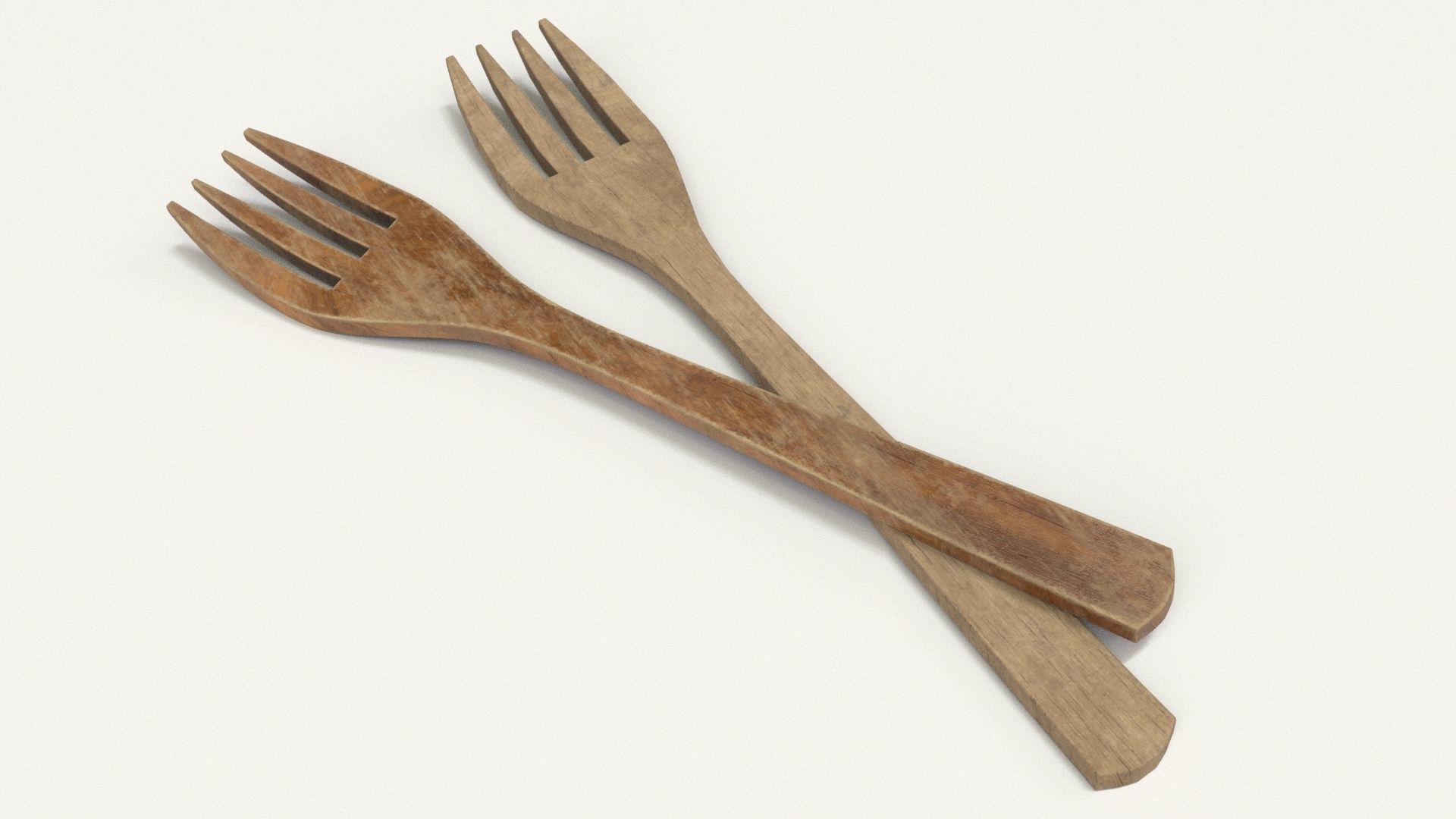 Wooden Fork Low-poly 3D model_6