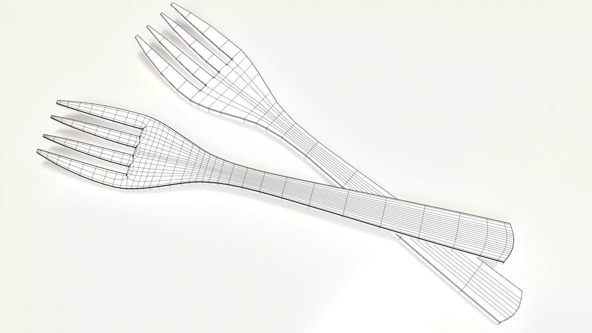 Wooden Fork Low-poly 3D model_1