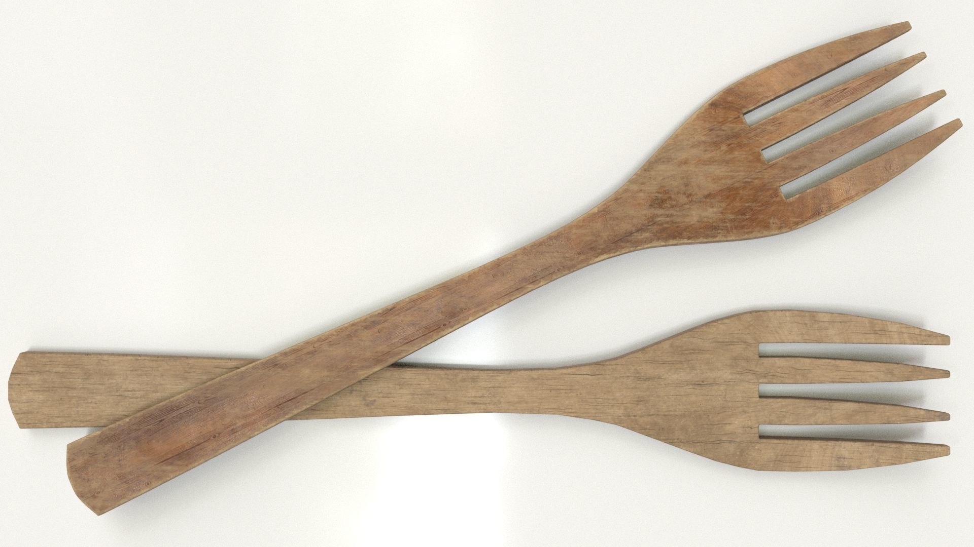 Wooden Fork Low-poly 3D model_15