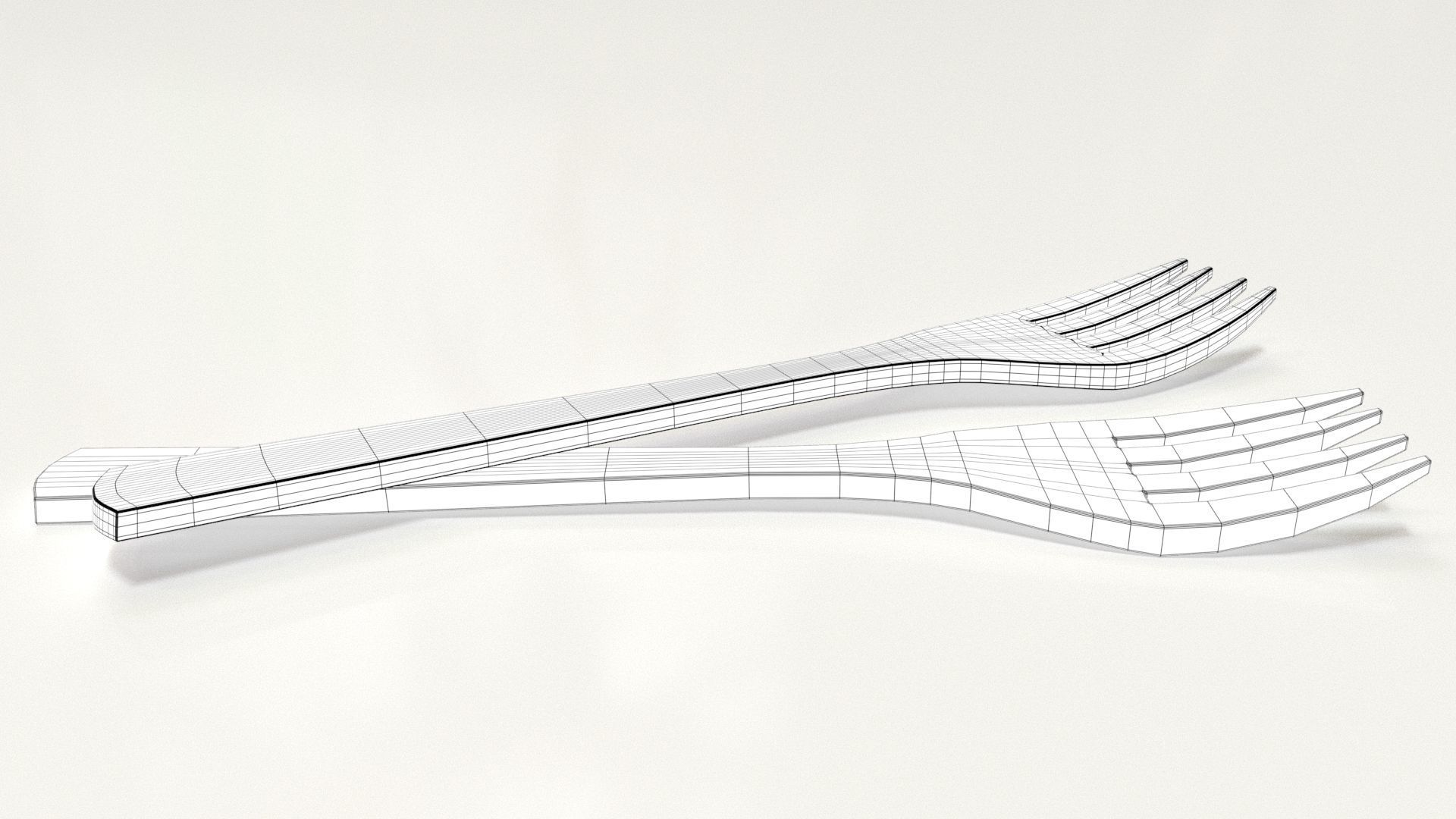 Wooden Fork Low-poly 3D model_12