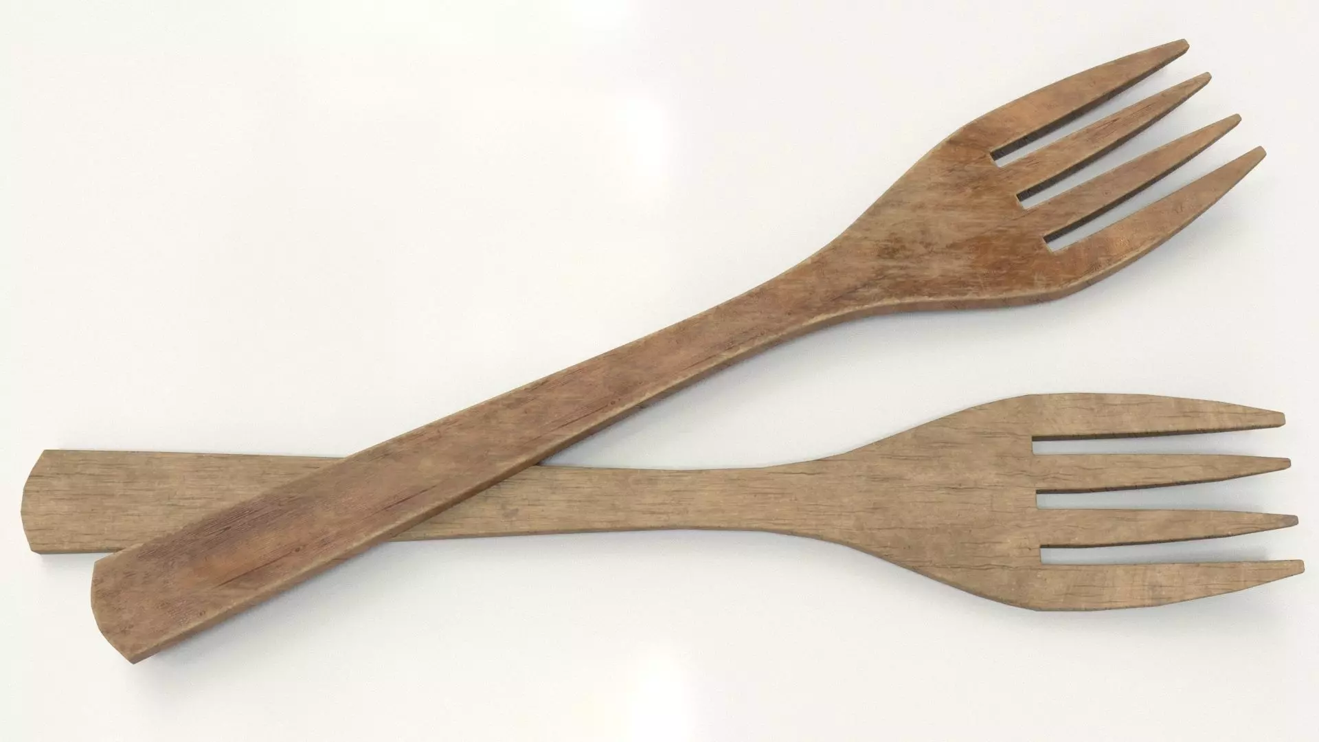 Wooden Fork Low-poly 3D model_3