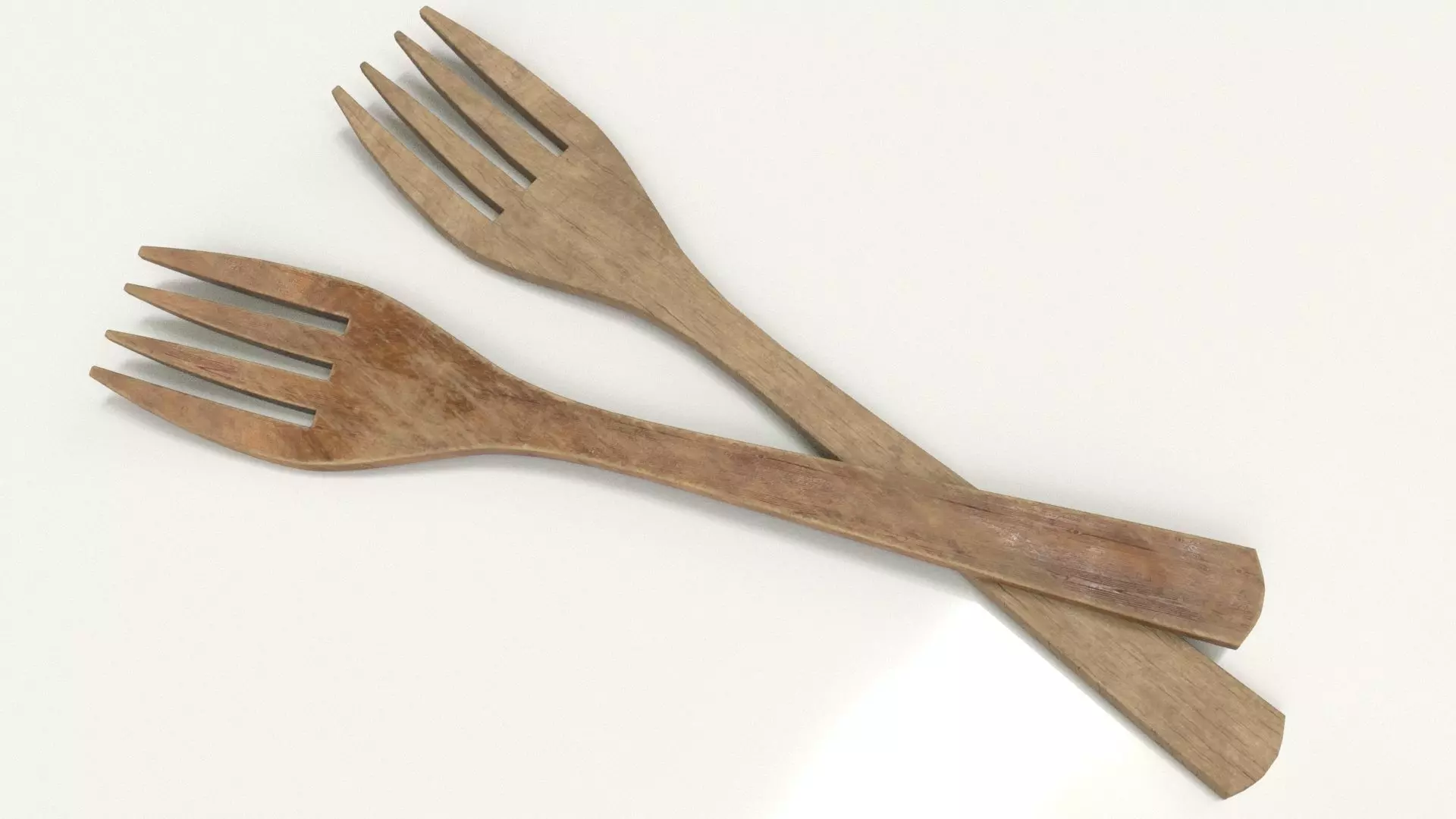Wooden Fork Low-poly 3D model_0