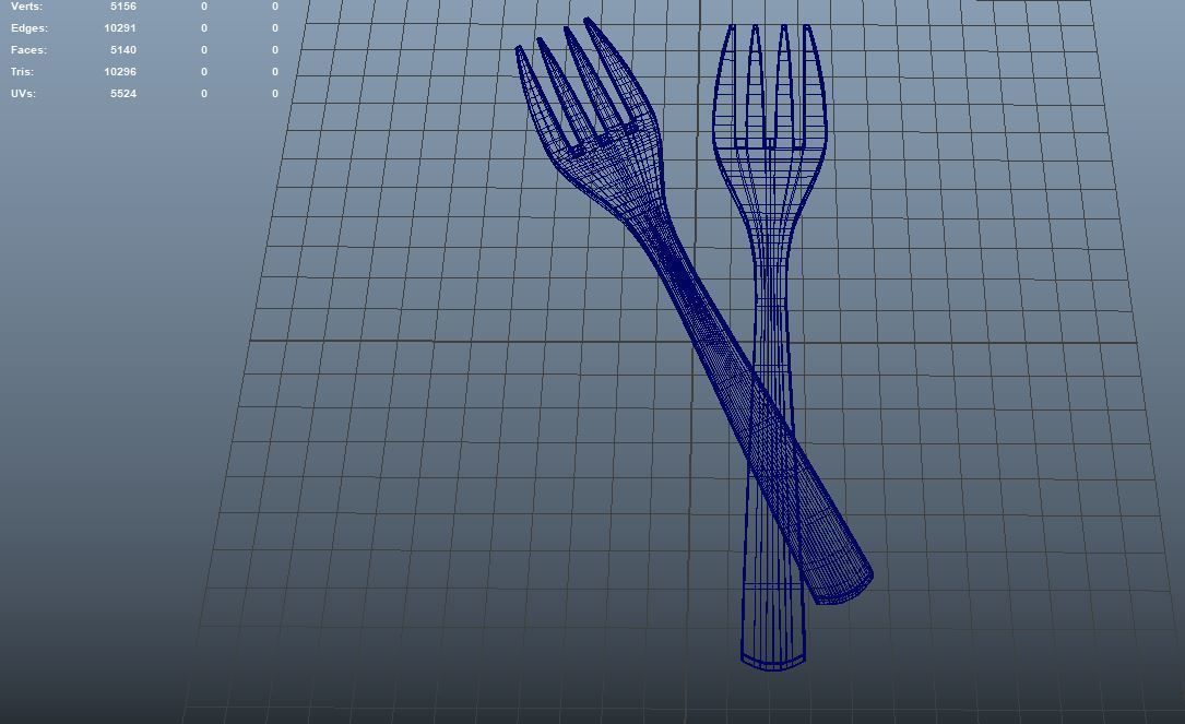 Wooden Fork Low-poly 3D model_26