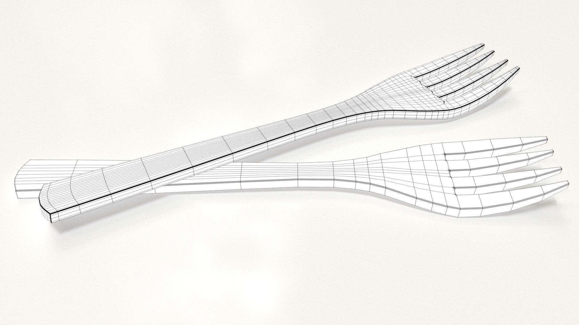 Wooden Fork Low-poly 3D model_20