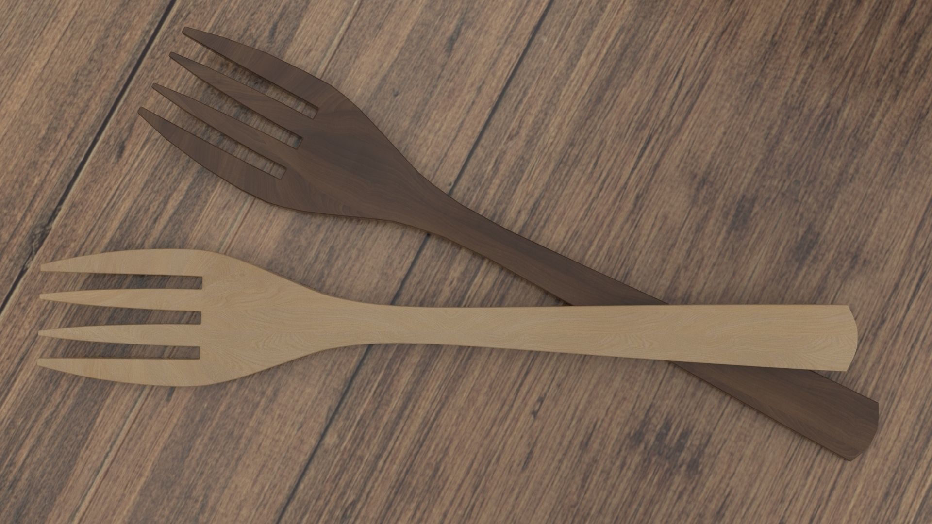 Wooden Fork Low-poly 3D model_25