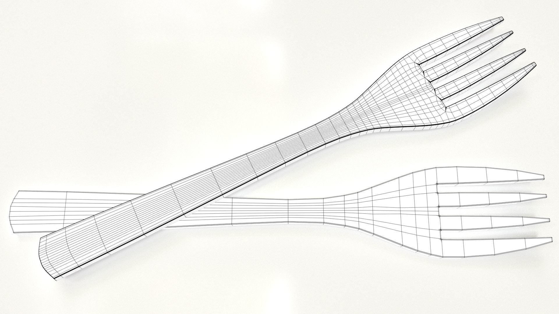 Wooden Fork Low-poly 3D model_18