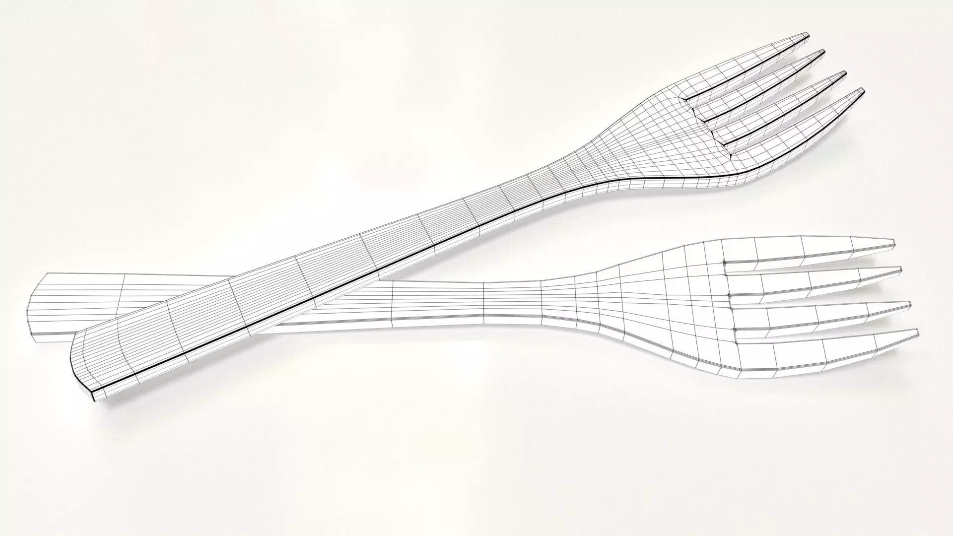 Wooden Fork Low-poly 3D model_2