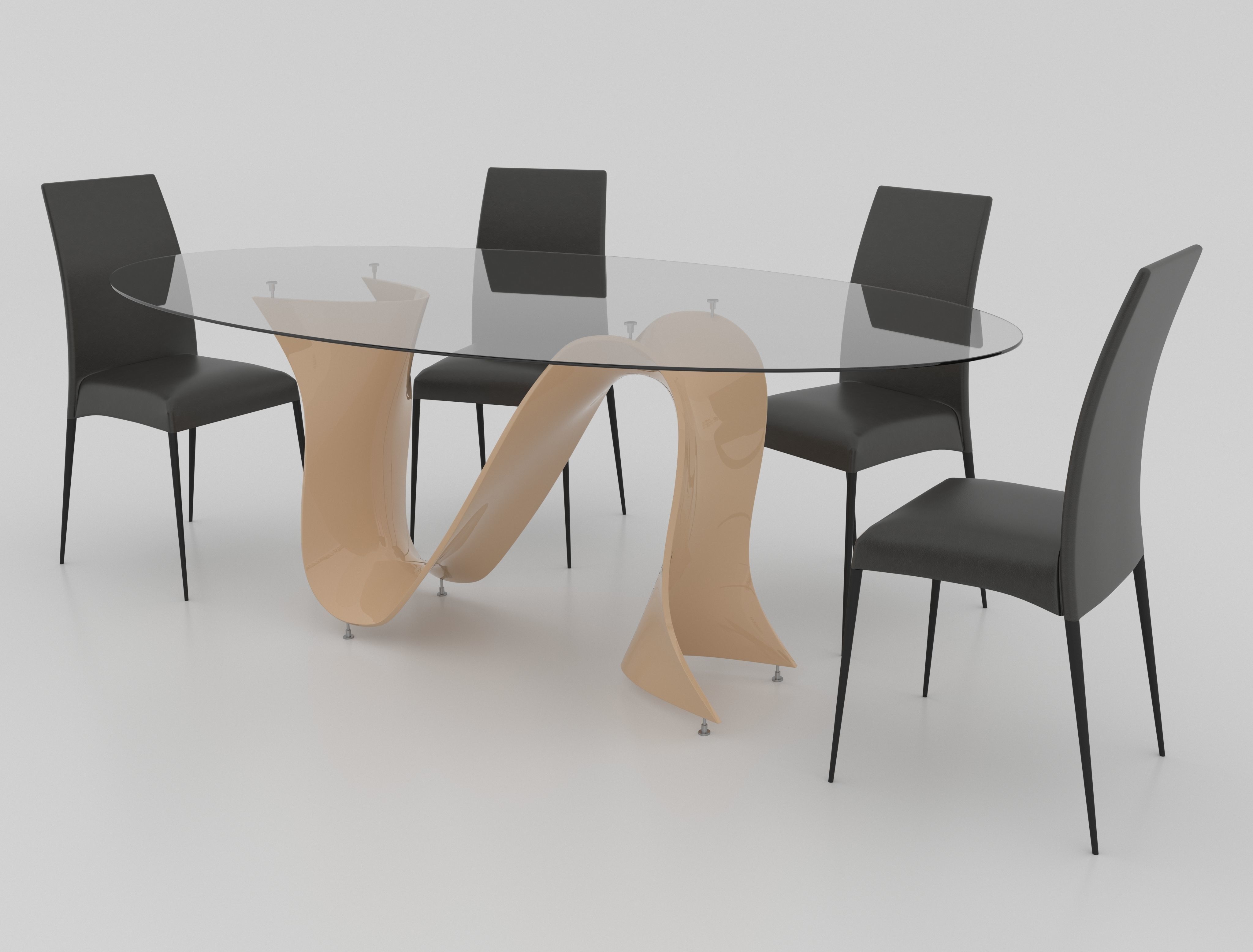 Dining set consisting of a table and chairs 3D model_11