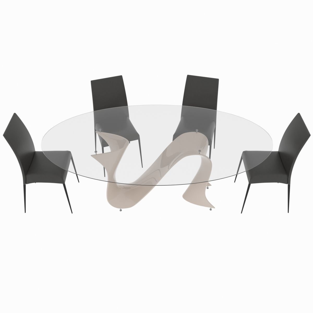 Dining set consisting of a table and chairs 3D model_2