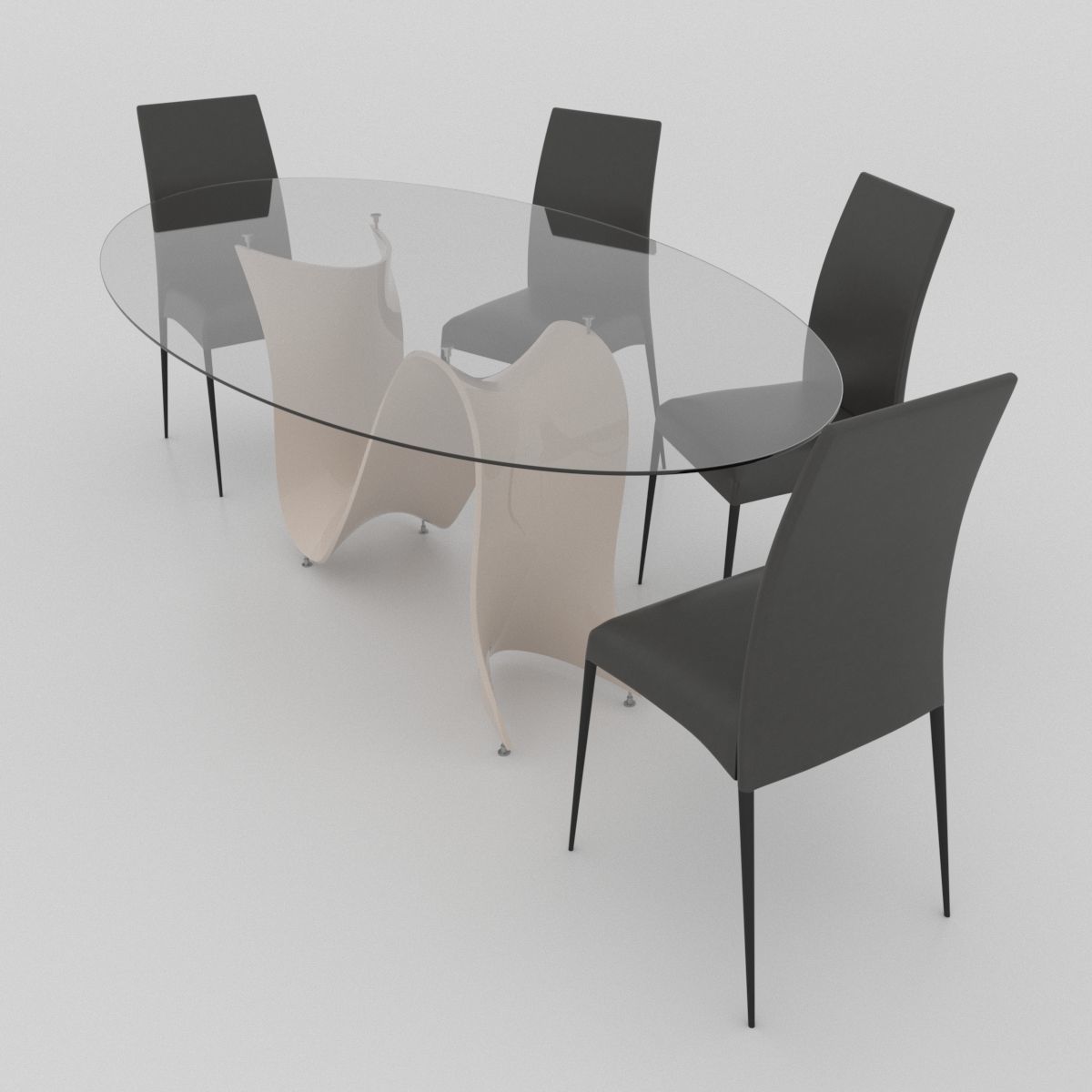 Dining set consisting of a table and chairs 3D model_1