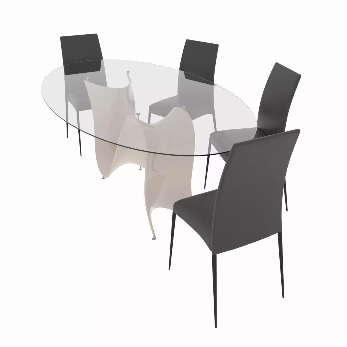 Dining set consisting of a table and chairs 3D model_0