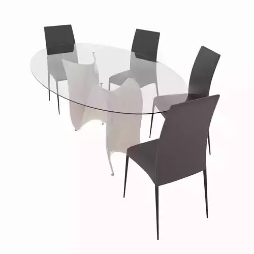 Dining set consisting of a table and chairs 3D model