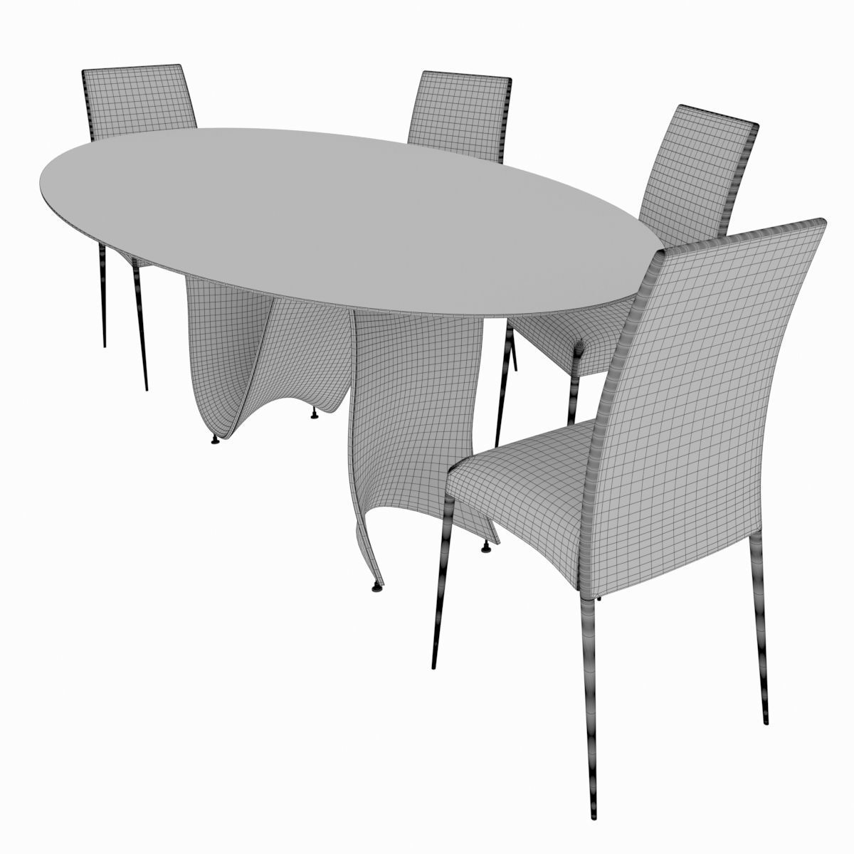 Dining set consisting of a table and chairs 3D model_6