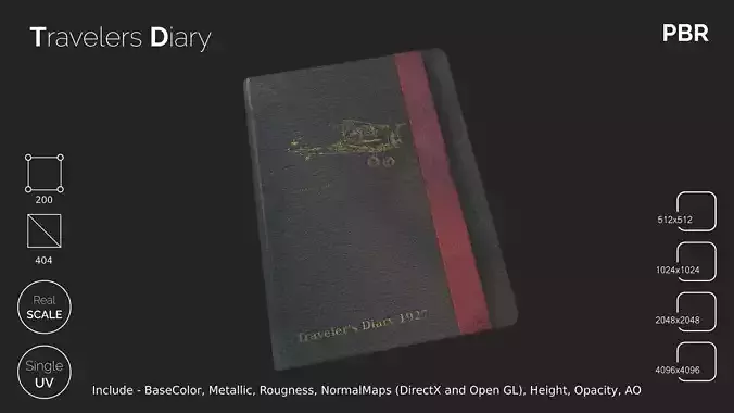 Travelers Diary Low-poly 3D model