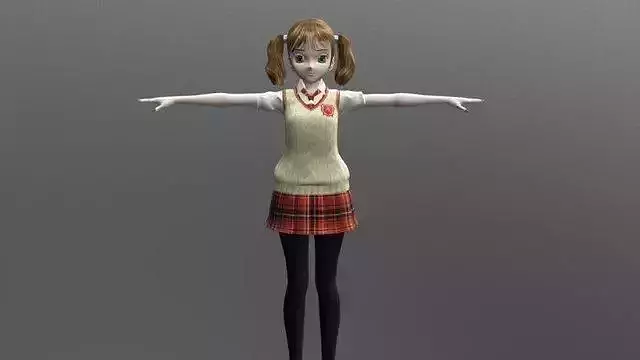 Shelly School - Rigged Anime Character Low-poly 3D model