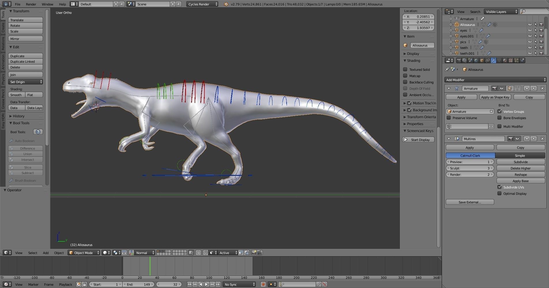 Allosaurus dinosaur Low-poly 3D model_1