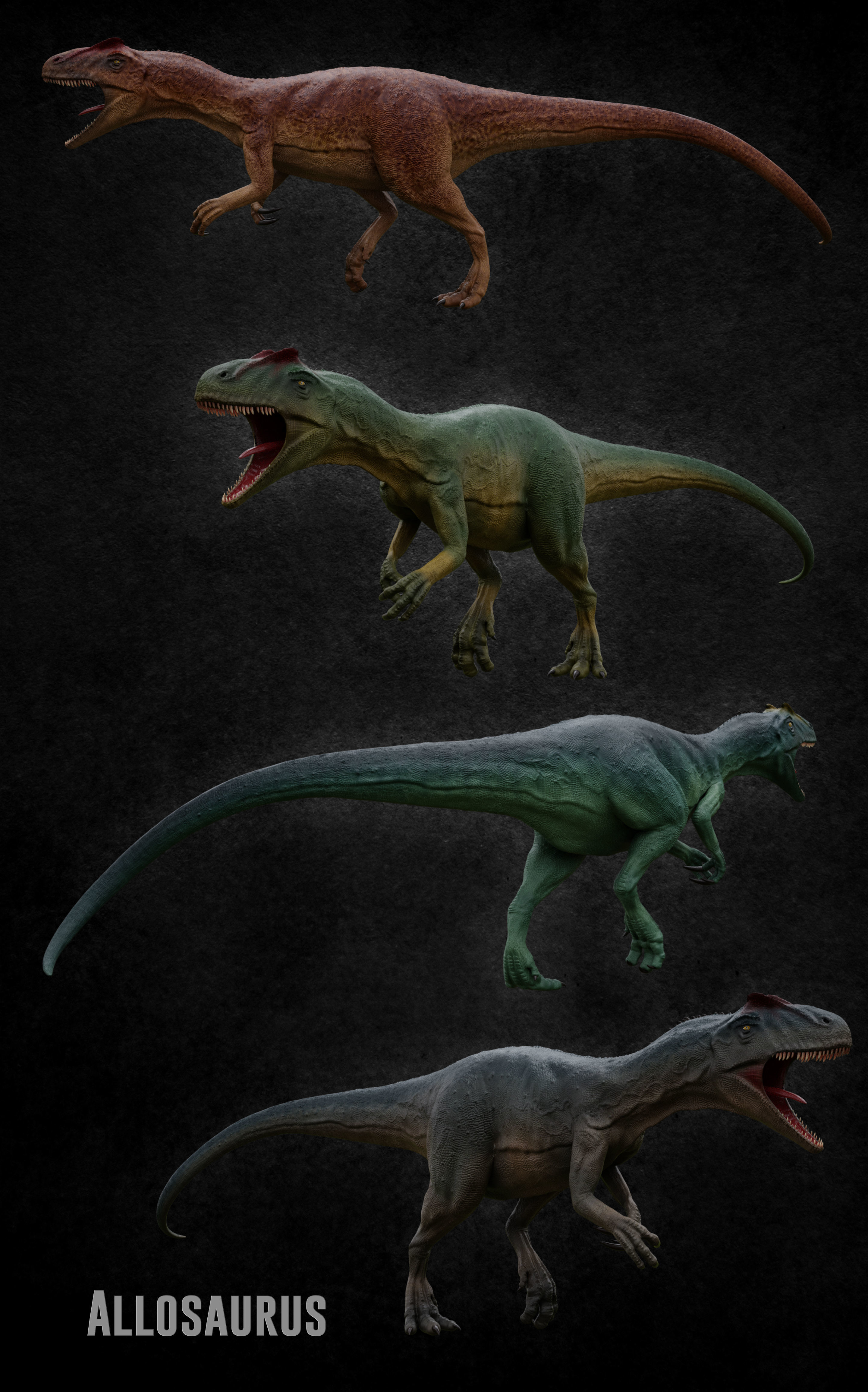 Allosaurus dinosaur Low-poly 3D model_3