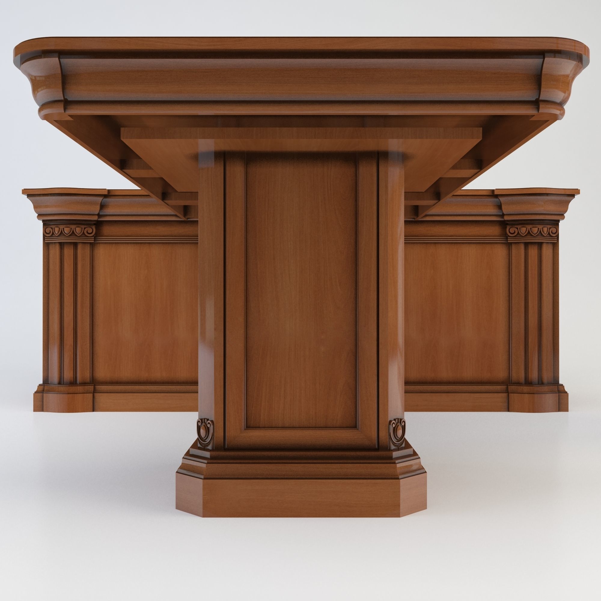 Furniture collection set of wooden office 3D model_7