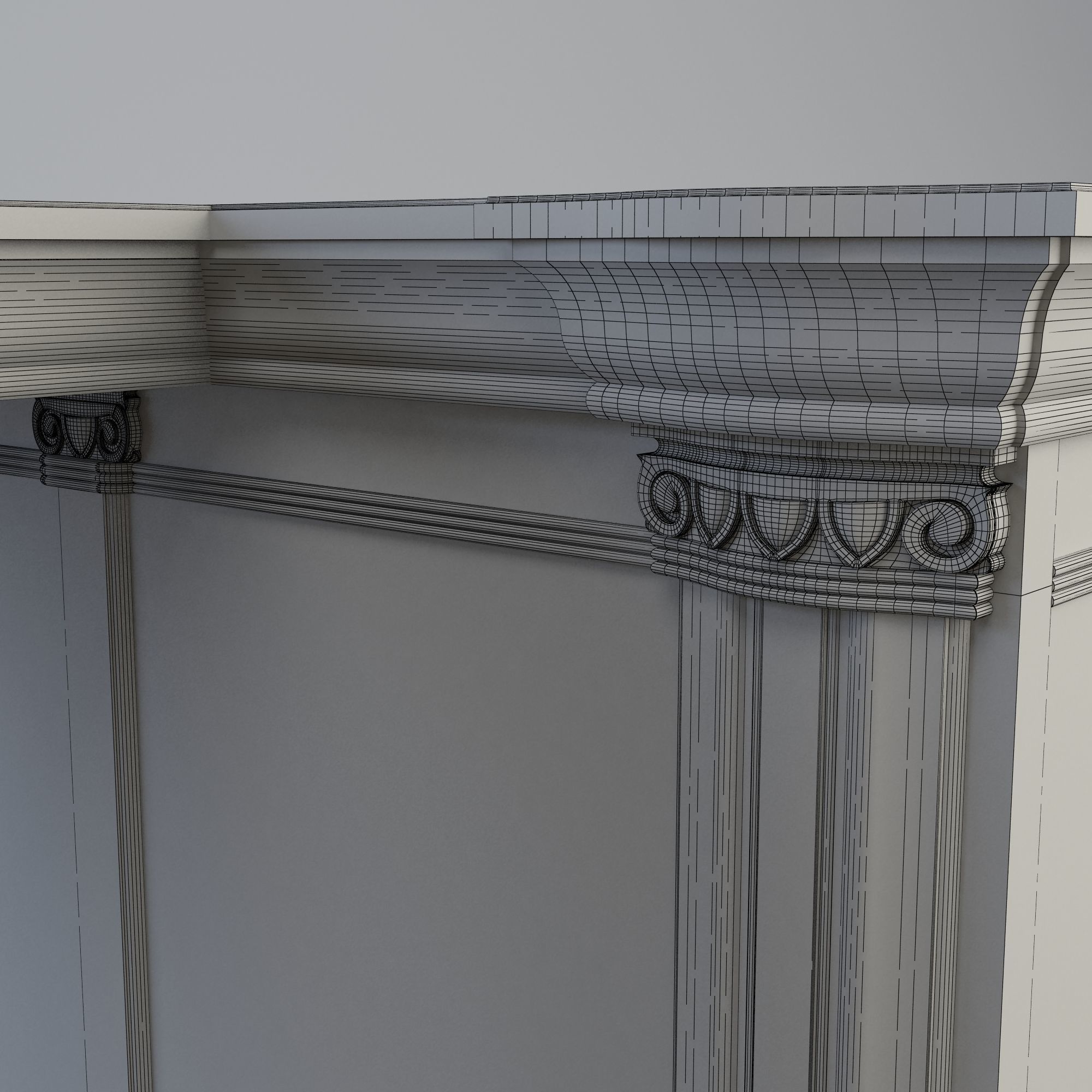 Furniture collection set of wooden office 3D model_11