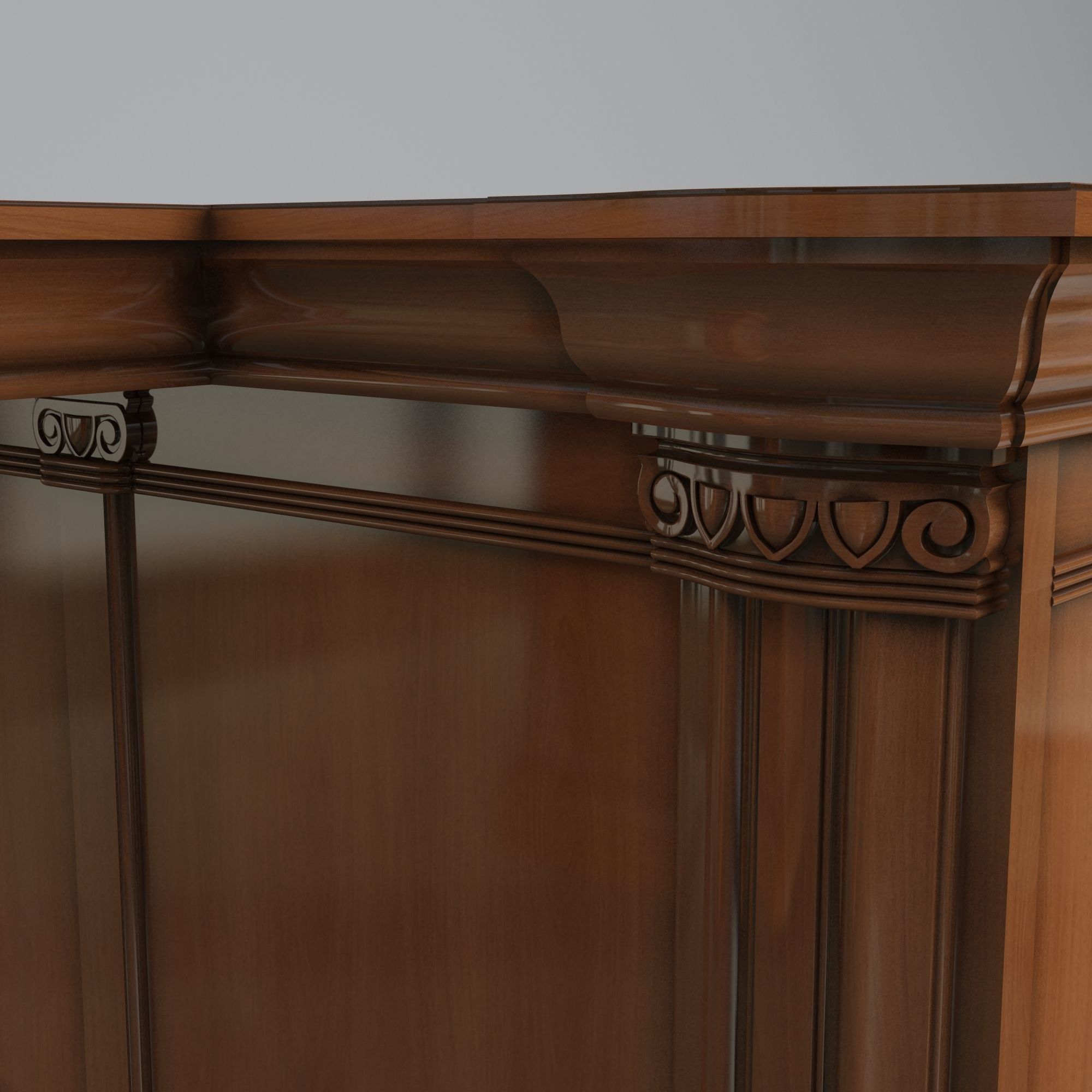 Furniture collection set of wooden office 3D model_12