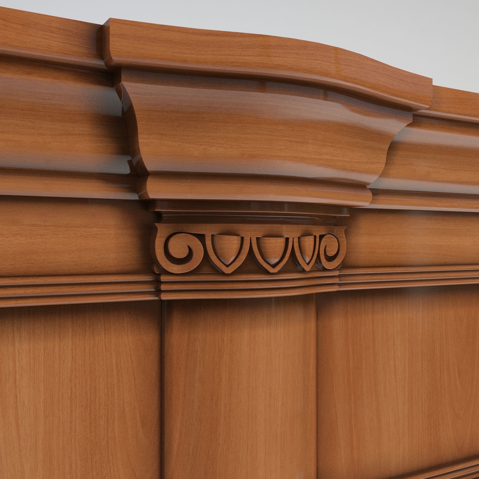 Furniture collection set of wooden office 3D model_4