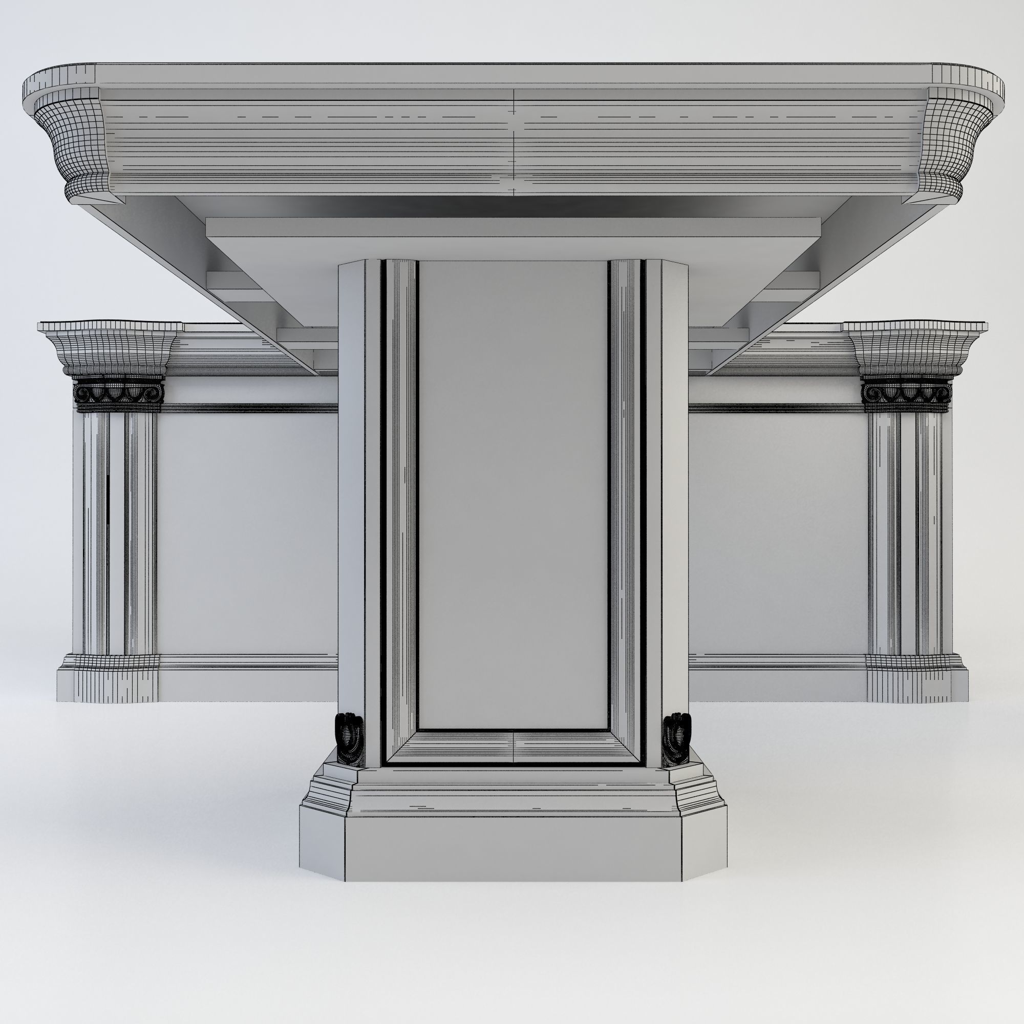 Furniture collection set of wooden office 3D model_6