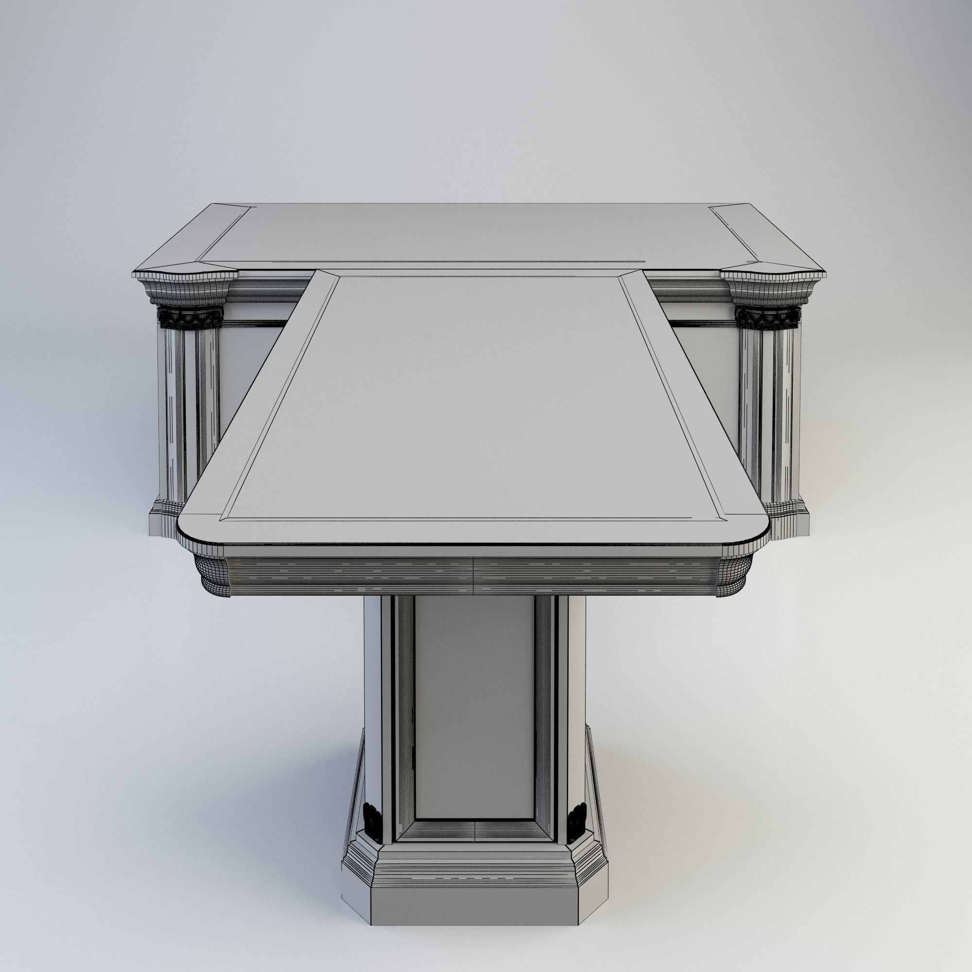 Furniture collection set of wooden office 3D model_5